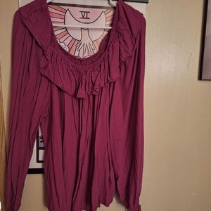 Purple Ruffle Top By Knox Rose